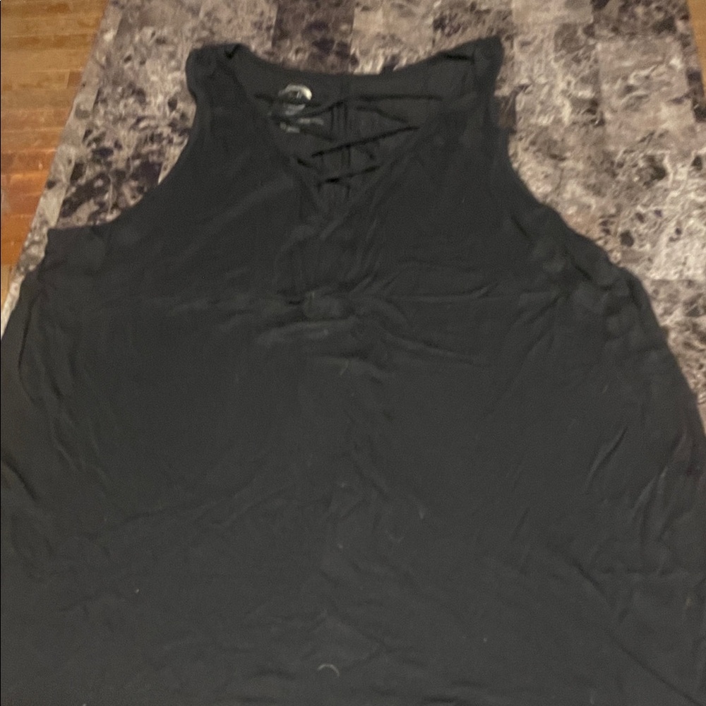 Elegant Black Lace-Up Tank Top